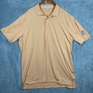 Peter Millar Summer Comfort Mens Performance Orange Blue Striped Polo Shirt XXL